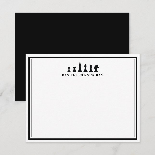 Klassische Schachpartien Doppelgrenzenmonogramm Mitteilungskarte (Vorne/Hinten)