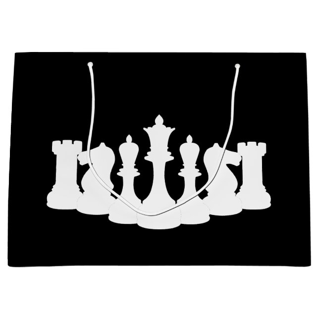 Klassische Schachpartien Schwarz und Weiß Große Geschenktüte (Vorderseite)