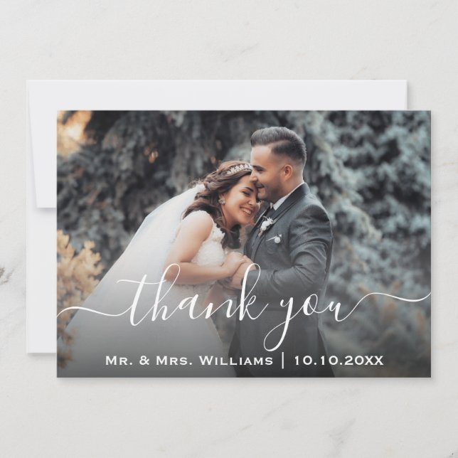 Klassische schicke Braut und Foto Dankeskarte (Vorderseite)