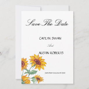 Klassische, schicke Sonnenblumen Botanik Save The Date