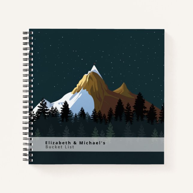 Klassische schneebedeckte Berge BUCKET LIST Custom Notizbuch (Vorderseite)