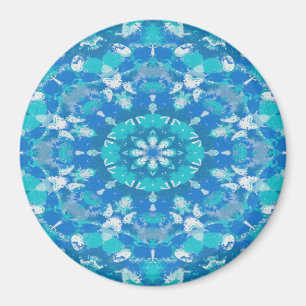 Klassische Schneeflocke Blau und Türkis Magnet