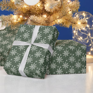 Klassische Schneeflocke Elegante - Grün & Weiß Win Geschenkpapier