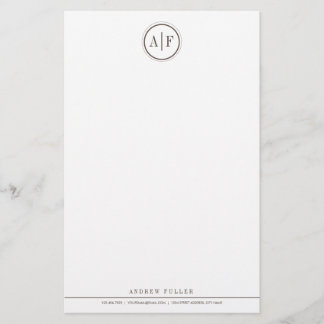 Klassische Schokolade Braun Mit Monogramm Statione Briefpapier