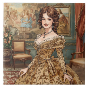 Klassische, schöne Dame, Viktorianischer Charme Fliese