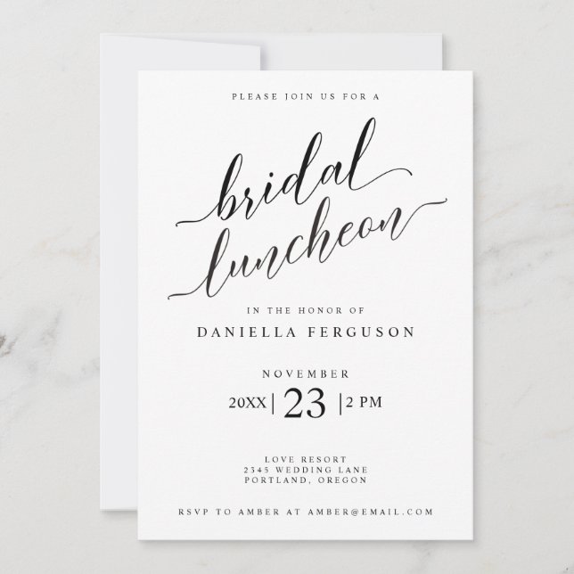 Klassische Schrift Einladung zur Hochzeit Bridal L (Vorderseite)