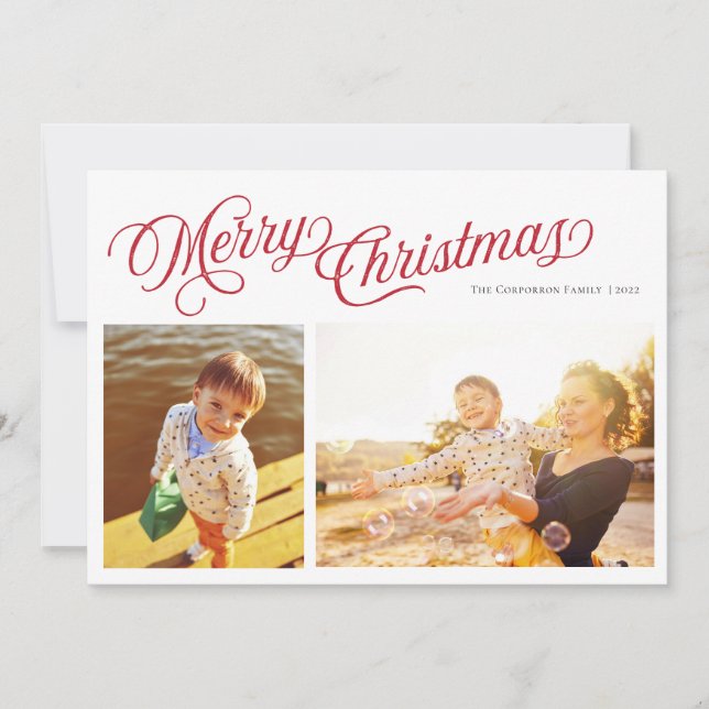 Klassische Schrift Frohe Weihnachten | Red 2 Foto  (Vorderseite)