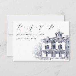 Klassische Schrift Italienische Villa Illustration RSVP Karte