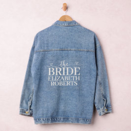Klassische Schrift mit Braut-Herzen-Hochzeit Jeansjacke