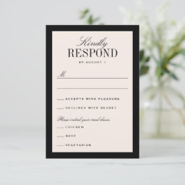 Klassische Schwarz-Creme-Hochzeit RSVP Karte