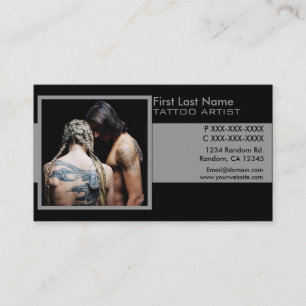 Klassische schwarz-graue Foto-Tattoo-Visitenkarten Visitenkarte
