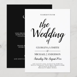 Klassische Schwarz-Typografie-Hochzeitseinladung Einladung
