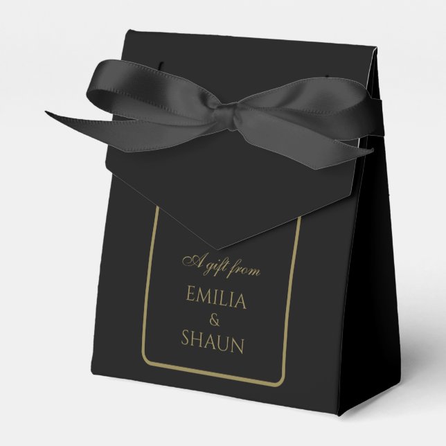 Klassische Schwarz- und Gold-Gastgeschenk Hochzeit Geschenkschachtel (Vorderseite)