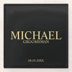 Klassische Schwarz- und Gold-Personalisierte Trauz Glasuntersetzer