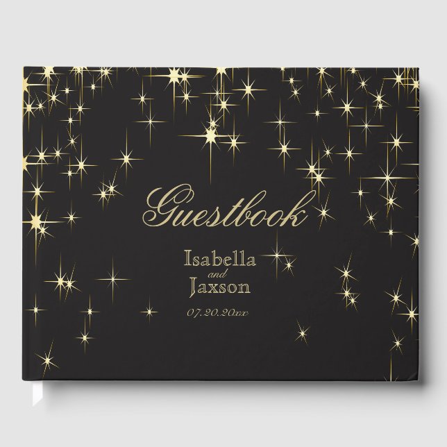 Klassische Schwarz- und Gold-Starlights Gästebuch (Vorderseite)
