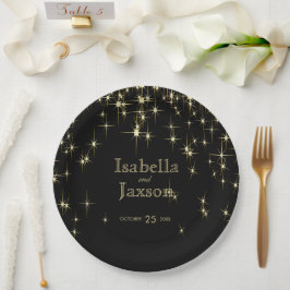 Klassische Schwarz- und Gold-Starlights Pappteller