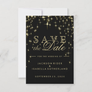 Klassische Schwarz- und Gold-Starlights Save The Date