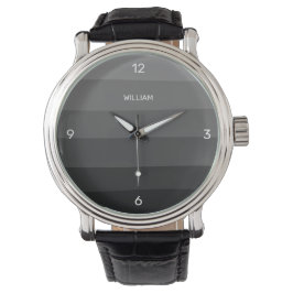 Klassische Schwarz- und Grau-Streifen personalisie Armbanduhr