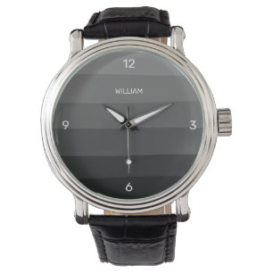 Klassische Schwarz- und Grau-Streifen personalisie Armbanduhr