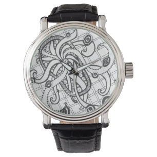 Klassische Schwarz-Weiß-Abstrakt Armbanduhr