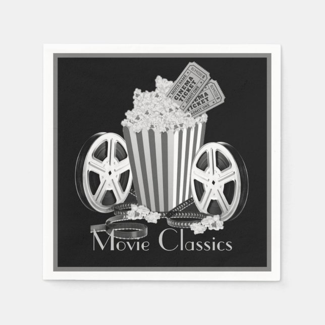 Klassische Schwarz-Weiß-Filme Serviette (Vorderseite)