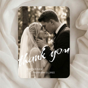 Klassische Schwarz-Weiß-Foto-Hochzeit-Dankeskarten Einladung