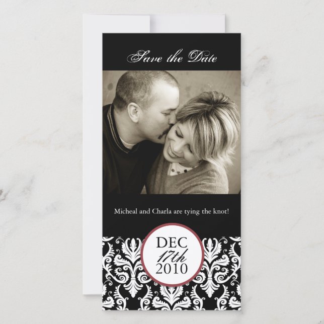 Klassische Schwarz-Weiß-Fotokarte Save the Date (Vorderseite)