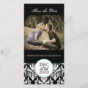 Klassische Schwarz-Weiß-Fotokarte Save the Date