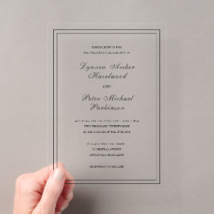 Klassische Schwarz-Weiß-Hochzeit Acryleinladungen