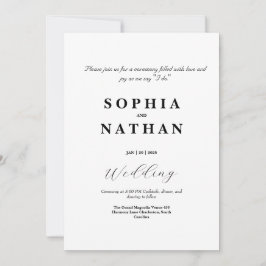 Klassische Schwarz-Weiß-Hochzeit Einladung