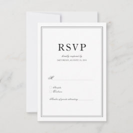 Klassische Schwarz-Weiß-Hochzeit RSVP Karte