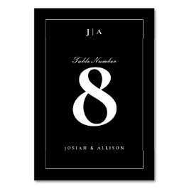 Klassische Schwarz-Weiß-Hochzeit Tischnummer