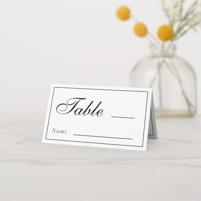 Klassische Schwarz-Weiß-Hochzeitsempfehlung für Mo Platzkarte (Vorderseite)