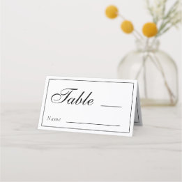 Klassische Schwarz-Weiß-Hochzeitsempfehlung für Mo Platzkarte