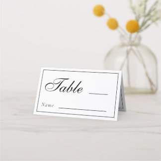 Klassische Schwarz-Weiß-Hochzeitsempfehlung für Mo Platzkarte
