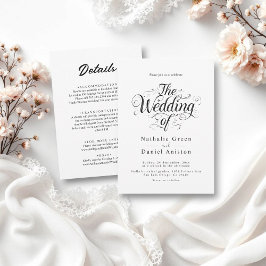 Klassische Schwarz-Weiß-Kalligrafie-Hochzeit Einladung