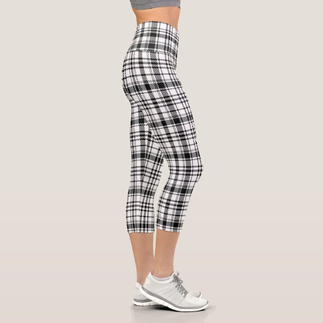 Klassische Schwarz-Weiß-Kariert Capri Leggings (Rechts)