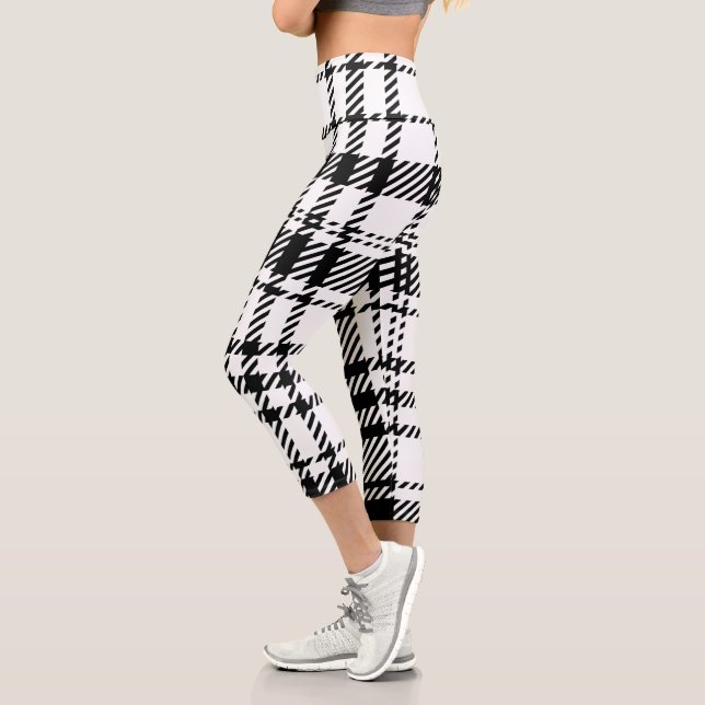 Klassische Schwarz-Weiß-Kariert Capri Leggings (Links)