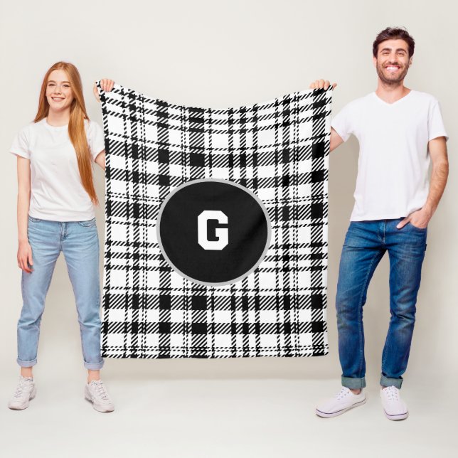 Klassische Schwarz-Weiß-Kariert Fleecedecke (Beispiel)