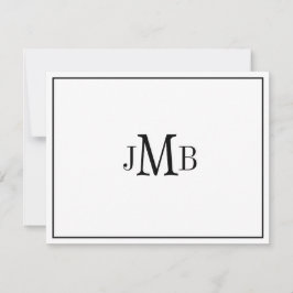 Klassische Schwarz/Weiß Mit Monogramm Wohnung Dankeskarte