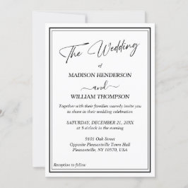 Klassische Schwarz-Weiß-Moderne Hochzeitseinladung Einladung