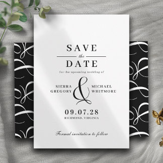 Klassische Schwarz-Weiß-Moderne Vintage Typografie Save The Date
