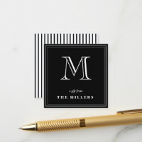 Klassische Schwarz-Weiß-Monogramm-Geschenkanhänger