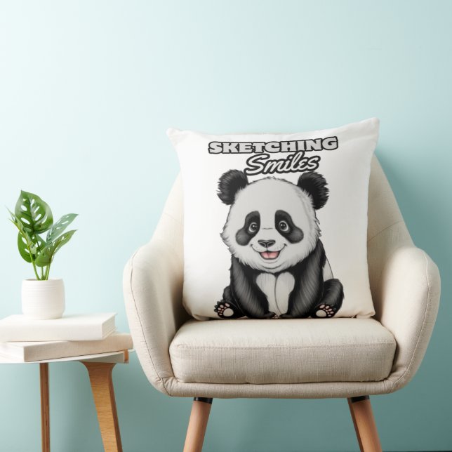 Klassische Schwarz-Weiß-Panda Kunstmalerei Kissen (Stuhl )