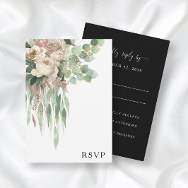 Klassische Schwarz-Weiß-Peonies Hochzeit RSVP Karte