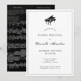 Klassische Schwarz-Weiß-Piano-Erwägung Einladung