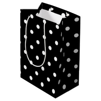 Klassische Schwarz-Weiß-Punkte Mittlere Geschenktüte