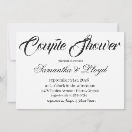 Klassische Schwarz-Weiß-Schrift Hochzeitspaar-Brau Einladung