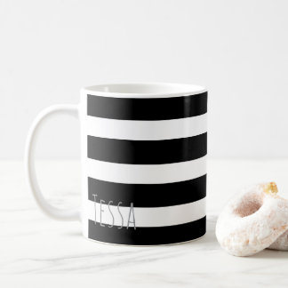 Klassische Schwarz-Weiß-Streifen Chic Minimalistis Kaffeetasse