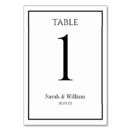 Klassische Schwarz-Weiß-Tischnummer Tischnummer